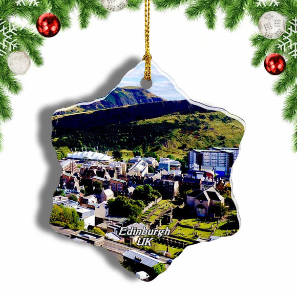 UK England Arthur's Seat Edinburgh Christmas Ornament 3 Inches Snow