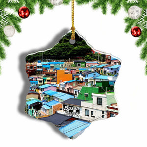 Gamcheon Culture Village Busan Korea Christmas Ornament 3 Inches Snow