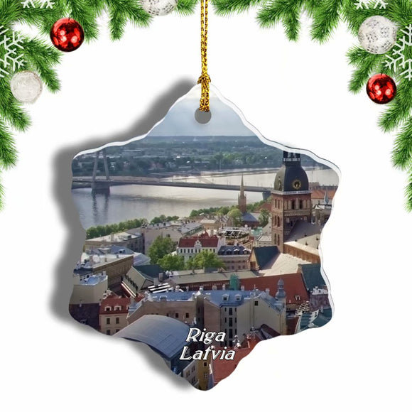 Latvia Riga Daugava River Christmas Ornament 3 Inches Snow