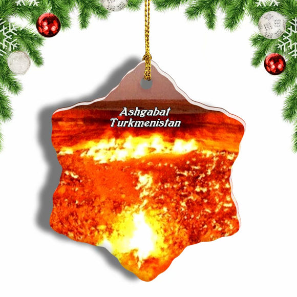 Door to Hell Ashgabat Turkmenistan Christmas Ornament 3 Inches Snow