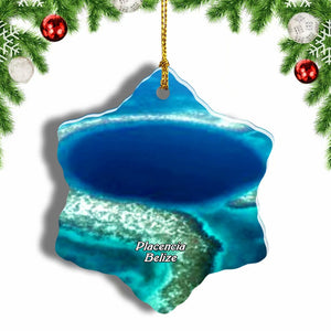 Belize Great Blue Hole Christmas Ornament 3 Inches Snow