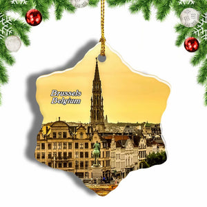 Belgium Cathedral Brussels Christmas Ornament 3 Inches Snow