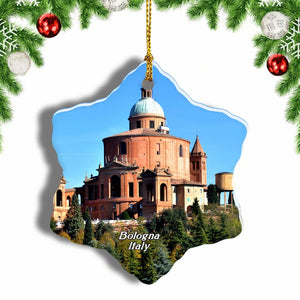 Sanctuary  San Luca Bologna Italy Christmas Ornament 3 Inches Snow