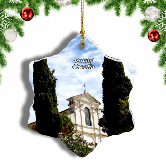 Croatia Saint Euphemia Cathedral Rovinj Christmas Ornament 3 Inches Snow