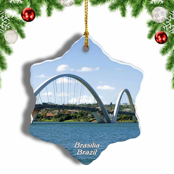 Brazil Bridge Brasilia Christmas Ornament 3 Inches Snow