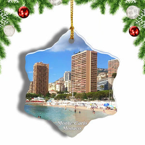 Monaco Larvotto Beach Monte-Carlo Christmas Ornament 3 Inches Snow