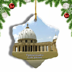 Cathedral Yamoussoukro Ivory Coast Cote d'Ivoire Christmas Ornament 3 Inches Snow