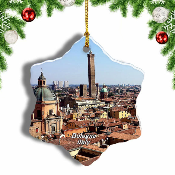 Bologna Roofs Italy Christmas Ornament 3 Inches Snow