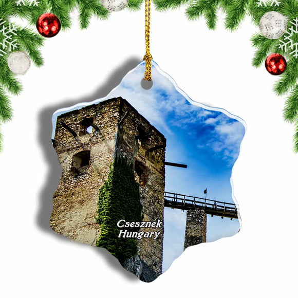 Hungary Castle Csesznek Christmas Ornament 3 Inches Snow