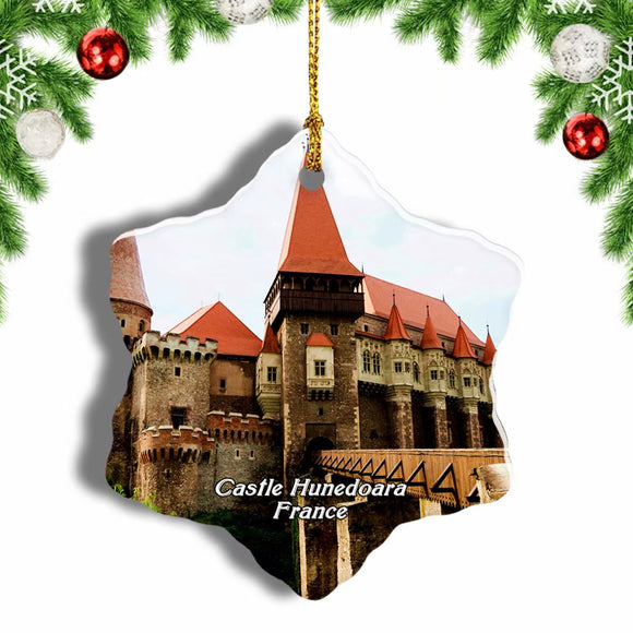 France Castle Hunedoara Christmas Ornament 3 Inches Snow