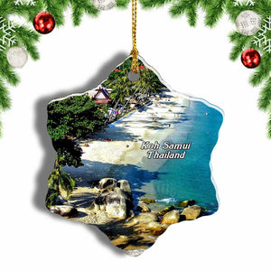 Thailand Lamai Beach Koh Samui Christmas Ornament 3 Inches Snow