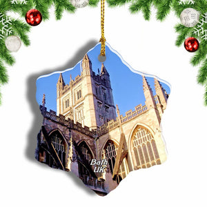 UK England Bath Abbey Christmas Ornament 3 Inches Snow