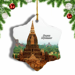 Bagan Temples Myanmar Christmas Ornament 3 Inches Snow