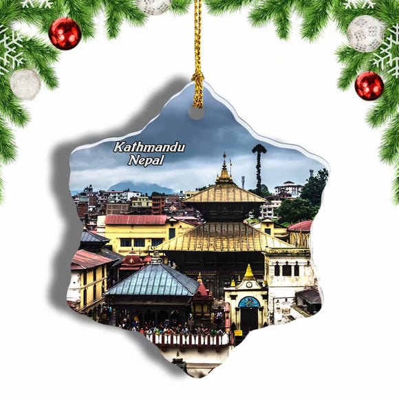 Nepal Pashupatinath Temple Kathmandu Christmas Ornament 3 Inches Snow