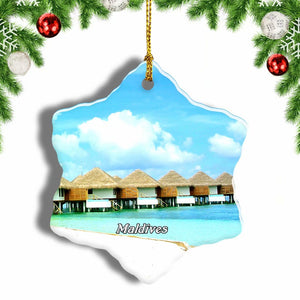 Lily Beach Resort Maldives Christmas Ornament 3 Inches Snow