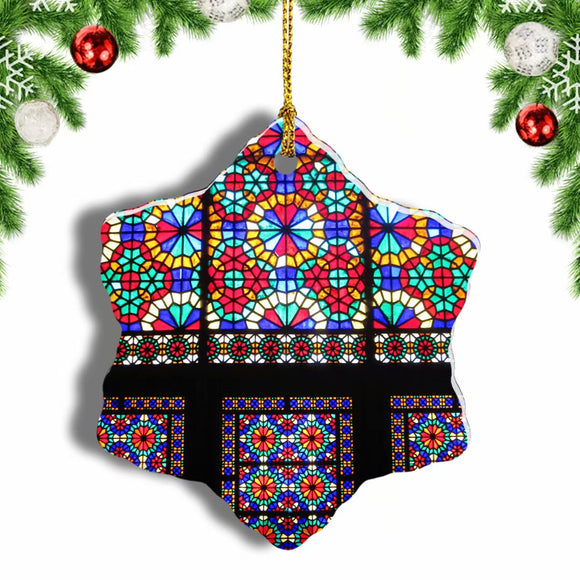 Iran Yazd Windows Christmas Ornament 3 Inches Snow