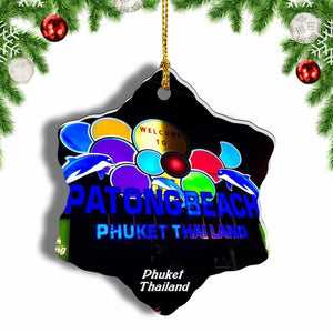 Thailand Bangla Road Patong Phuket Christmas Ornament 3 Inches Snow