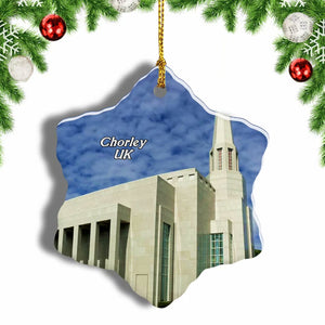 UK England Preston England LDS Mormon Temple Chorley Christmas Ornament 3 Inches Snow