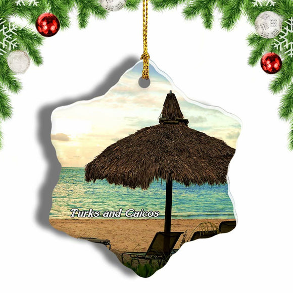 Grace Bay Beach Turks and Caicos Christmas Ornament 3 Inches Snow