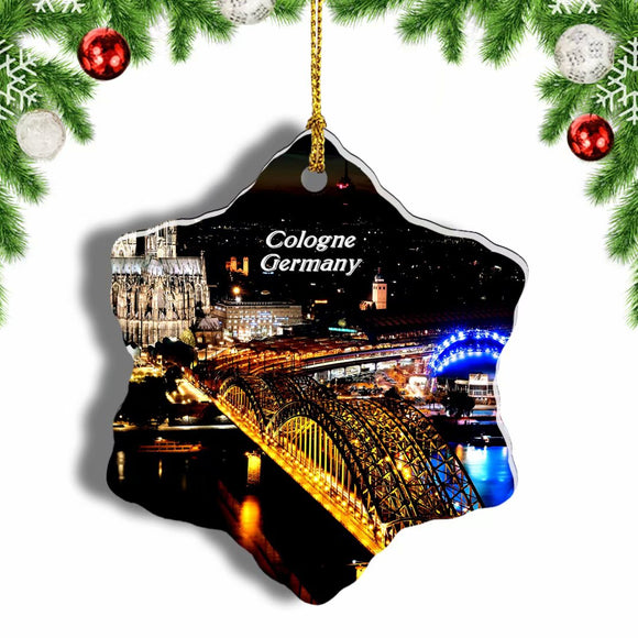 Germany Hohenzollern Bridge KolnTriangle Cologne Christmas Ornament 3 Inches Snow