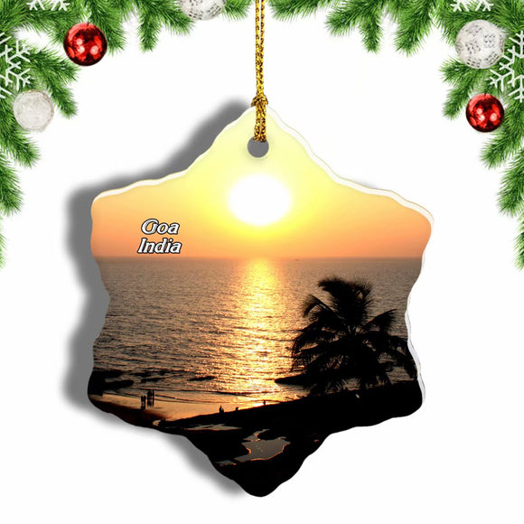 India Agonda Beach Goa Christmas Ornament 3 Inches Snow