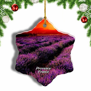 France Lavender Provence Christmas Ornament 3 Inches Snow