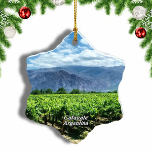 Vineyards Cafayate Salta Argentina Christmas Ornament 3 Inches Snow