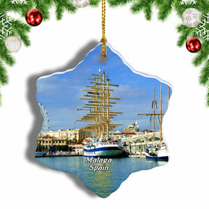 Spain Gate of Malaga Christmas Ornament 3 Inches Snow