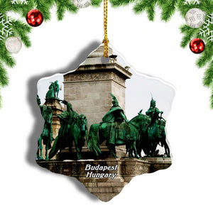 Hungary Budapest Heroes Square Christmas Ornament 3 Inches Snow