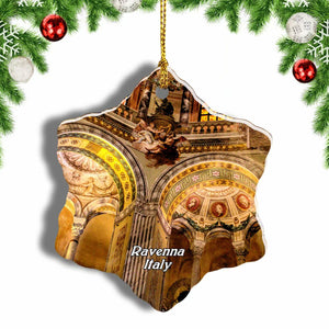 Italy San Vitale Cathedral Ravenna Christmas Ornament 3 Inches Snow