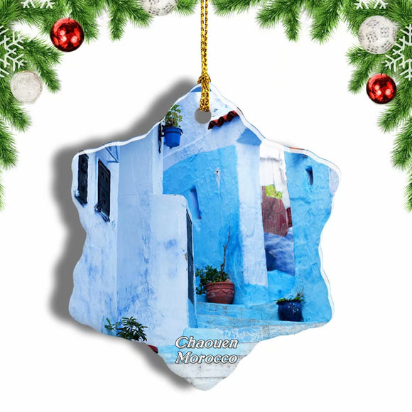 Morocco Chefchaouen Chaouen Christmas Ornament 3 Inches Snow