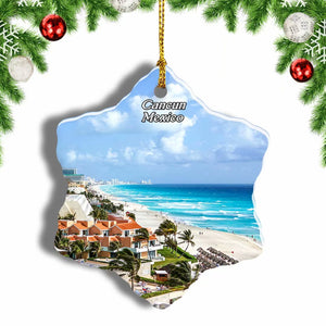 Mexico Cancun Beach Christmas Ornament 3 Inches Snow