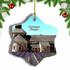 France Senanque Monastery Provence Christmas Ornament 3 Inches Snow