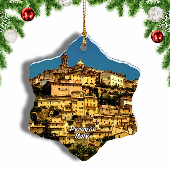 Italy Perugia Christmas Ornament 3 Inches Snow