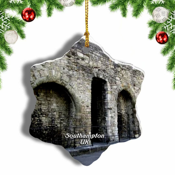 UK England Southampton Town Walls Christmas Ornament 3 Inches Snow