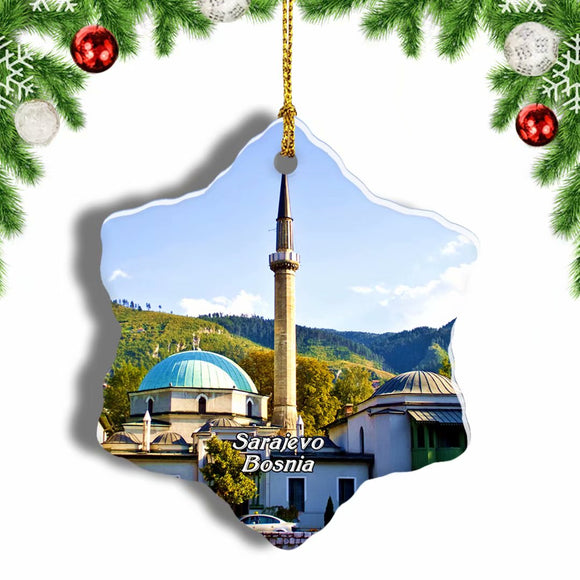 Sarajevo Bosnia Christmas Ornament 3 Inches Snow