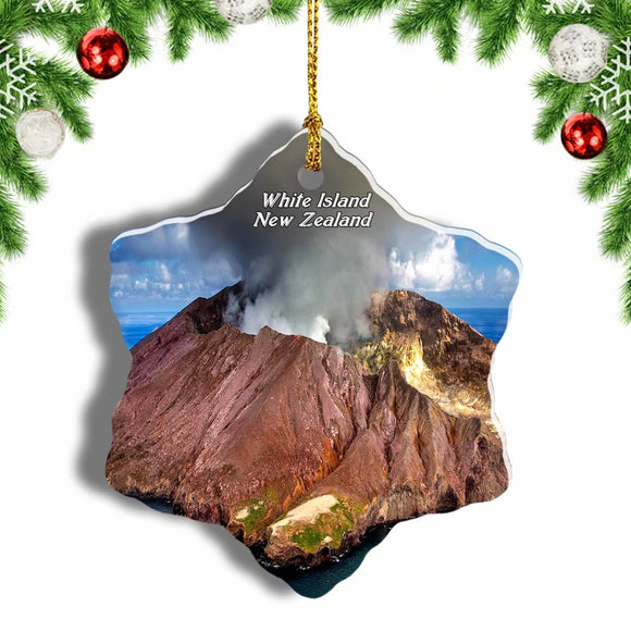 New Zealand Volcano White Island Christmas Ornament 3 Inches Snow