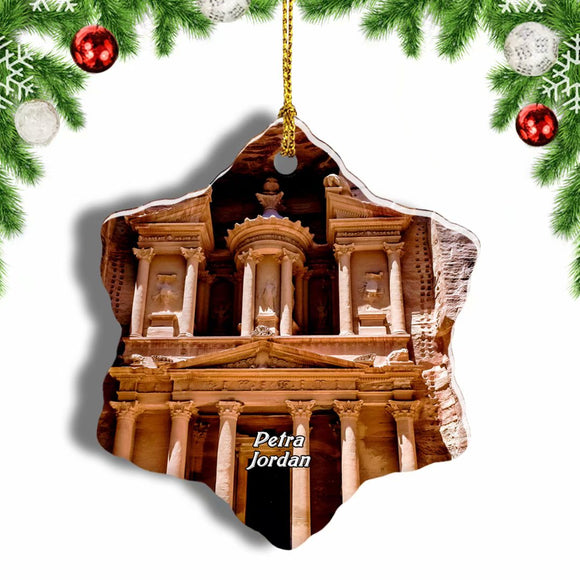 Al Khazneh Petra Jordan Christmas Ornament 3 Inches Snow