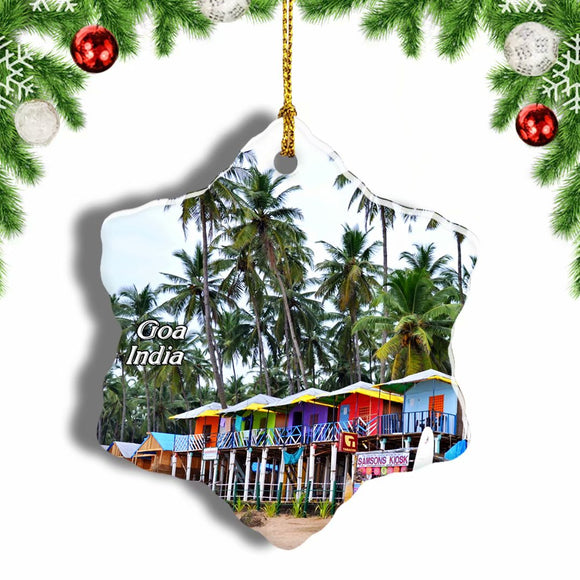 India Goa Beach Christmas Ornament 3 Inches Snow