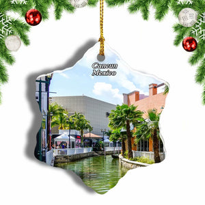 Mexico Cancun Shopping Village Christmas Ornament 3 Inches Snow