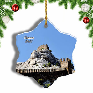 Fortress Genoa Italy Christmas Ornament 3 Inches Snow