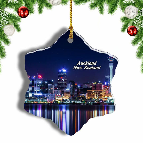 New Zealand Sky Tower Auckland Christmas Ornament 3 Inches Snow