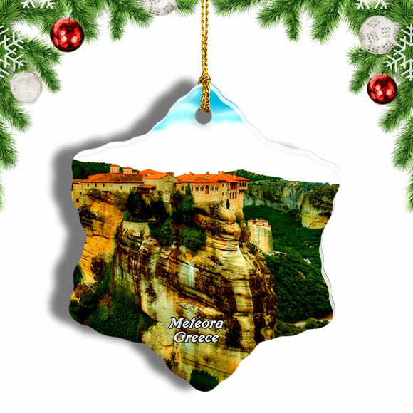 Meteora Greece Christmas Ornament 3 Inches Snow