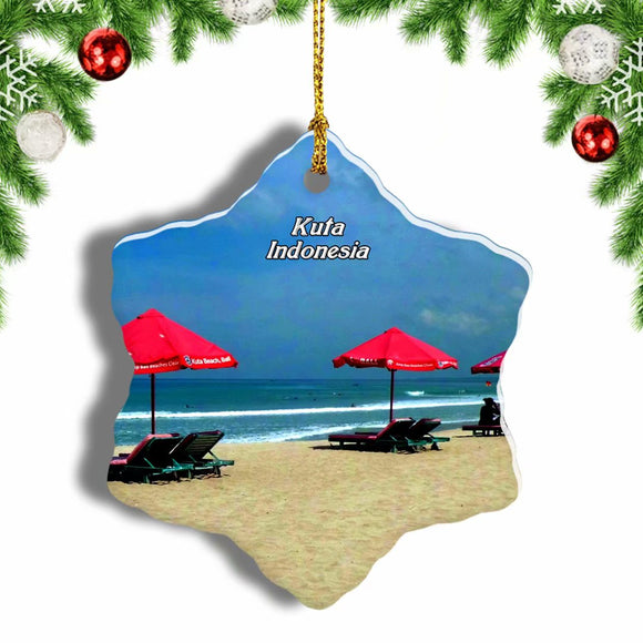 Indonesia Kuta Beach Bali Christmas Ornament 3 Inches Snow