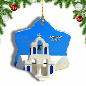 Greece White House Santorini Christmas Ornament 3 Inches Snow