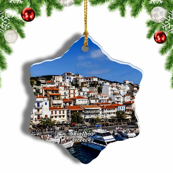 Greece Cape Kastro Skiathos Christmas Ornament 3 Inches Snow