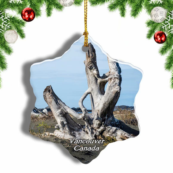 Canada Beach Tofino Vancouver Island British Columbia Christmas Ornament 3 Inches Snow