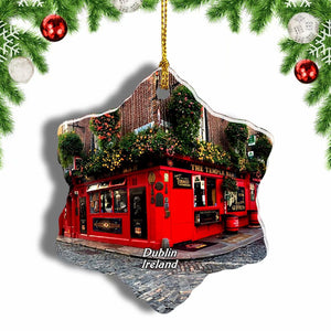 Ireland Temple Bar Dublin Christmas Ornament 3 Inches Snow