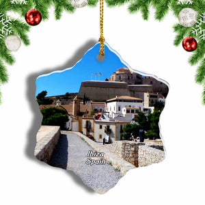 Spain Dalt Vila Ibiza Christmas Ornament 3 Inches Snow