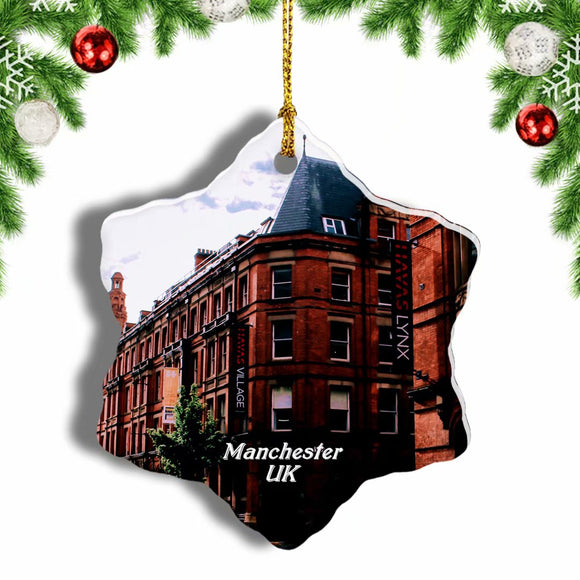 UK England Manchester Christmas Ornament 3 Inches Snow